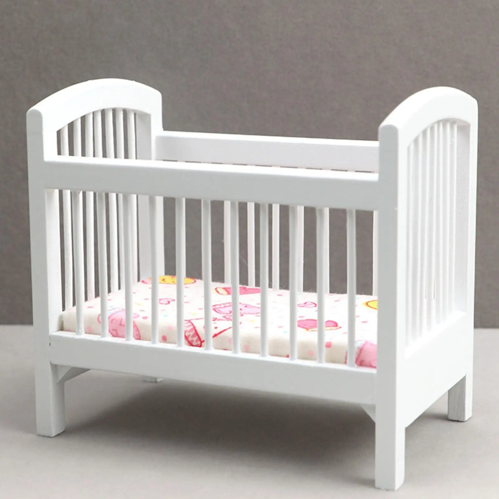 Modern Wooden Baby Crib for Dolls - Stylish Cradle Furniture with Bedding