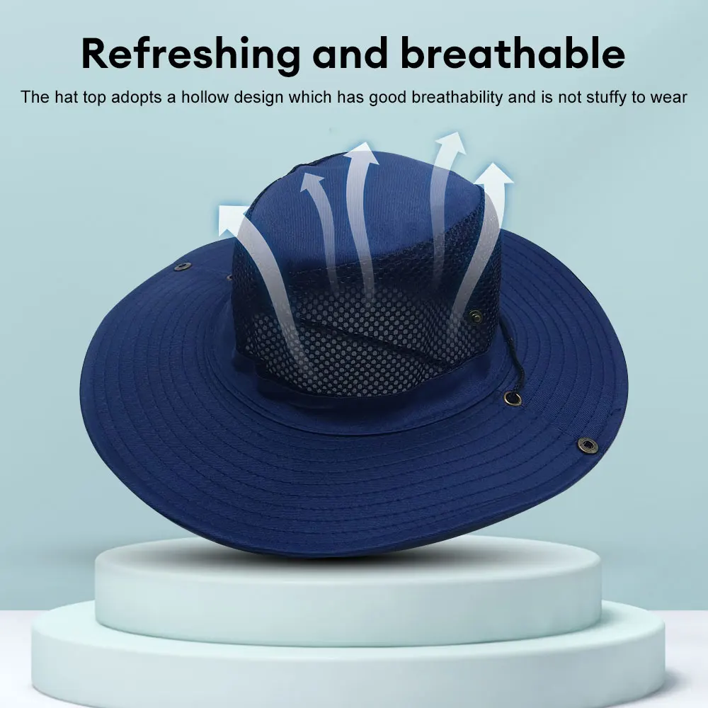 Men Women Summer Foldable Sun Fisherman Breathable Mesh Outdoor Sport Fishing Sun Hat Wide Brim Beach UV Sunscreen Cap 2023