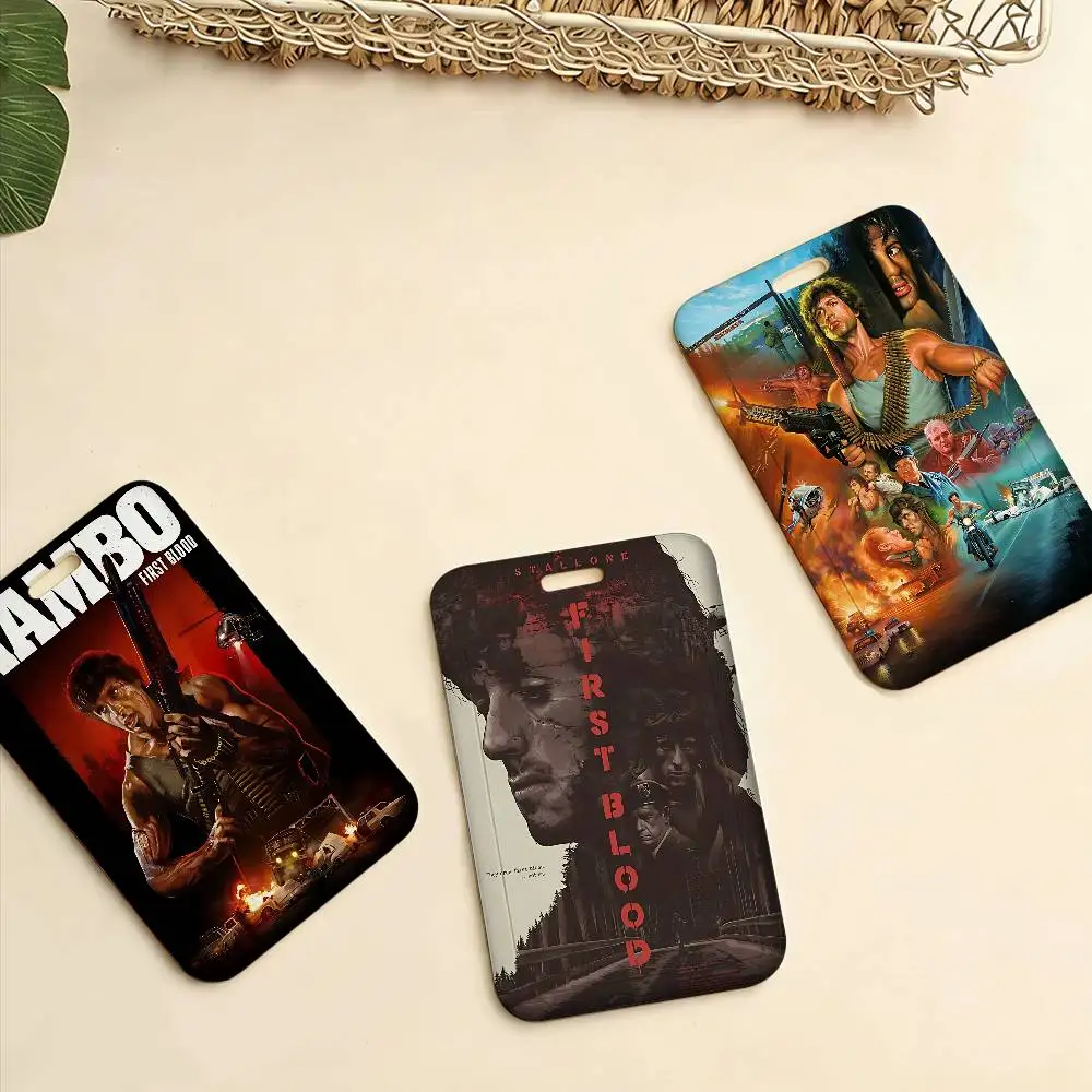 Classic Movie Rambo First B-Blood ID Badge Card Holder Lanyard Kids Credit Card Case Neck Strap Door Card Holder Gift