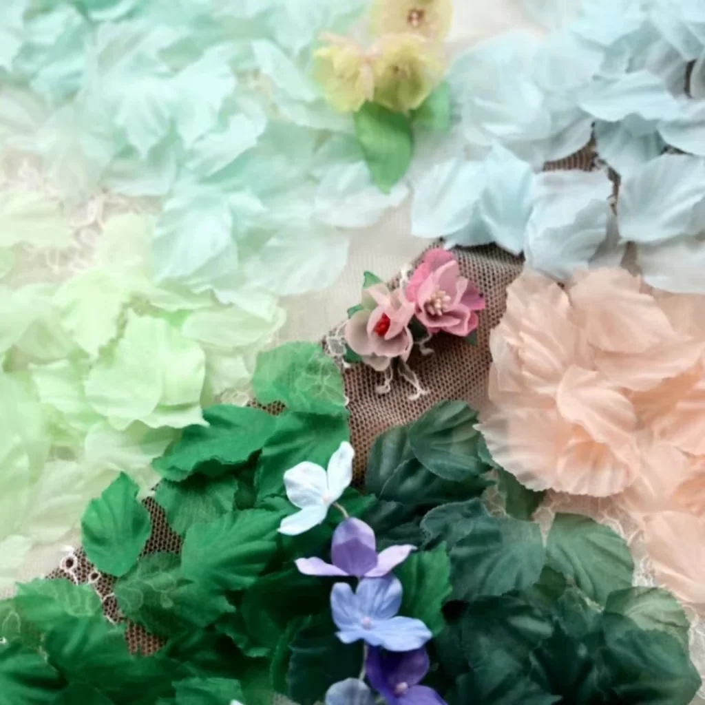 2*3cm High Quality 3D Crease Organza Leaf Colorful Children's Fairy Qi Petals DIY Handmade Baby Clothes, Dress Decorate, Flowers