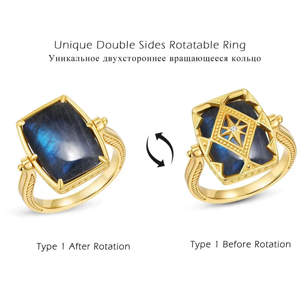 ALLNOEL Vintage 925 Sterling Silver Natural Labradorite Ring Pendant Earring Fashion Jewelry Christmas Party Gift Accessories