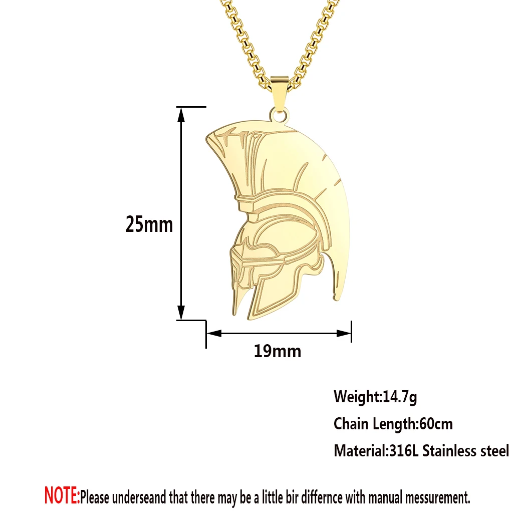 Kinitial Stainless Steel Sparta Leonidas Helmet Pendant Necklace For Women Men Dainty Choker Jewelry Father's Day Gift