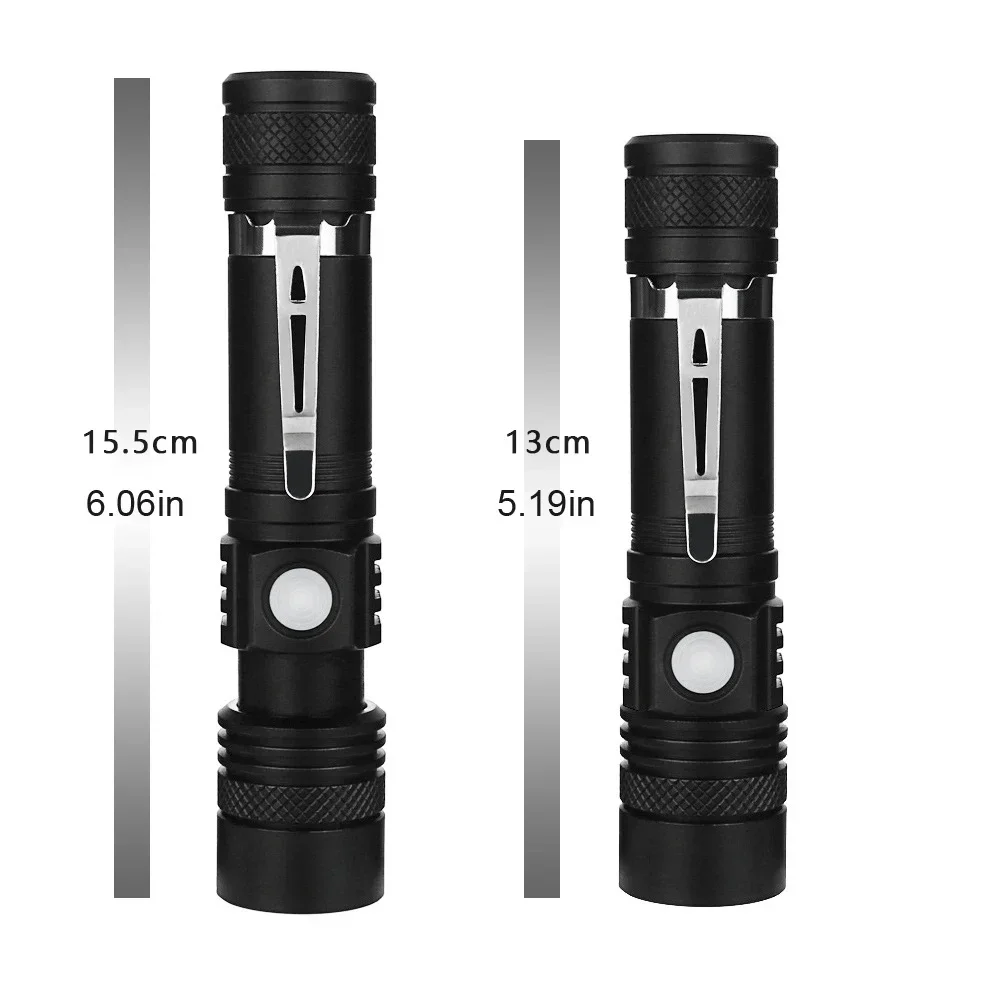 High Power Led Flashlights Zoomable Camping Torch With T6 LED Lamp Beads Waterproof 4 Lighting Modes Multi Function USB Charger