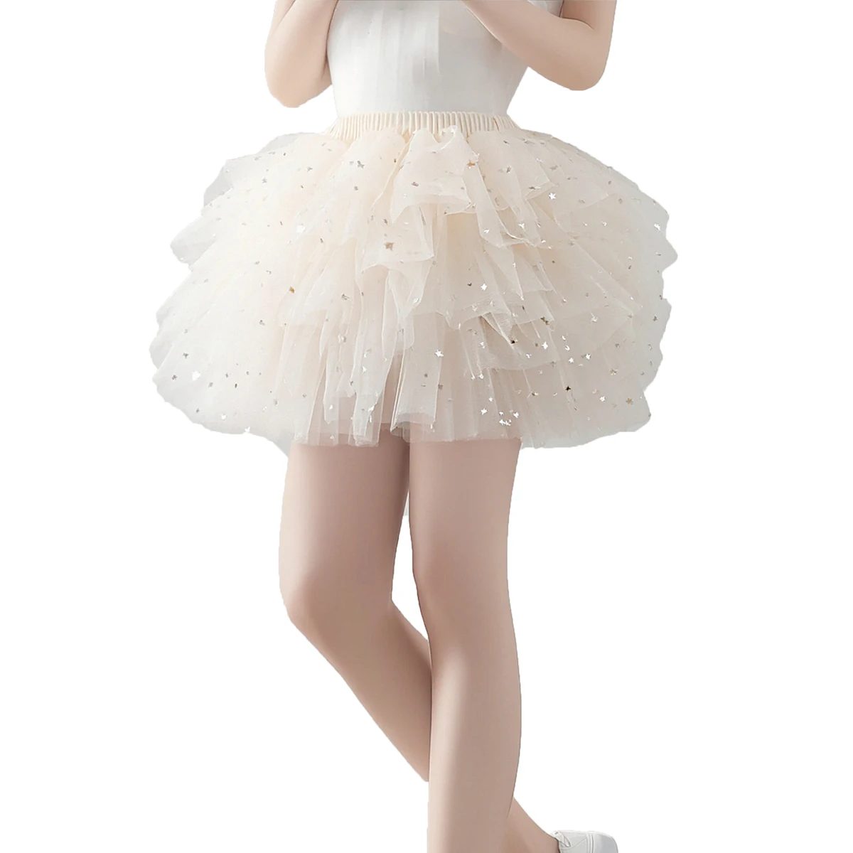 Xmas Little Girls Tutu Skirts Toddler Red Stars Fluffy Tulle Princess Ball Gown Petiskirt Ballet Dance Kids Party/birthday Skirt