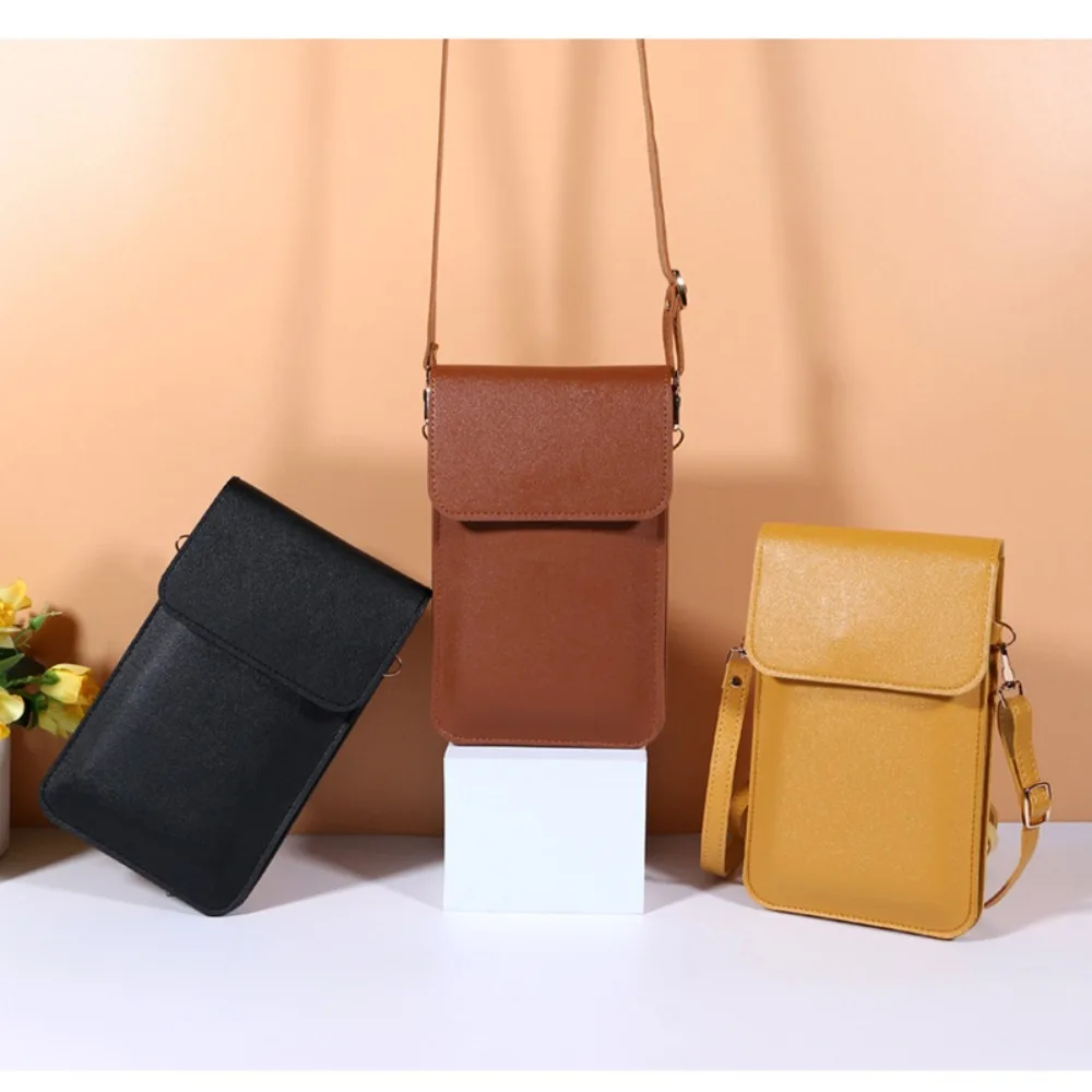 Sac à Main en Cuir PU pour Téléphone Portable, Sacoche à Écran Tactile, Porte-Cartes, Poche pour Téléphone Portable, pour Femme