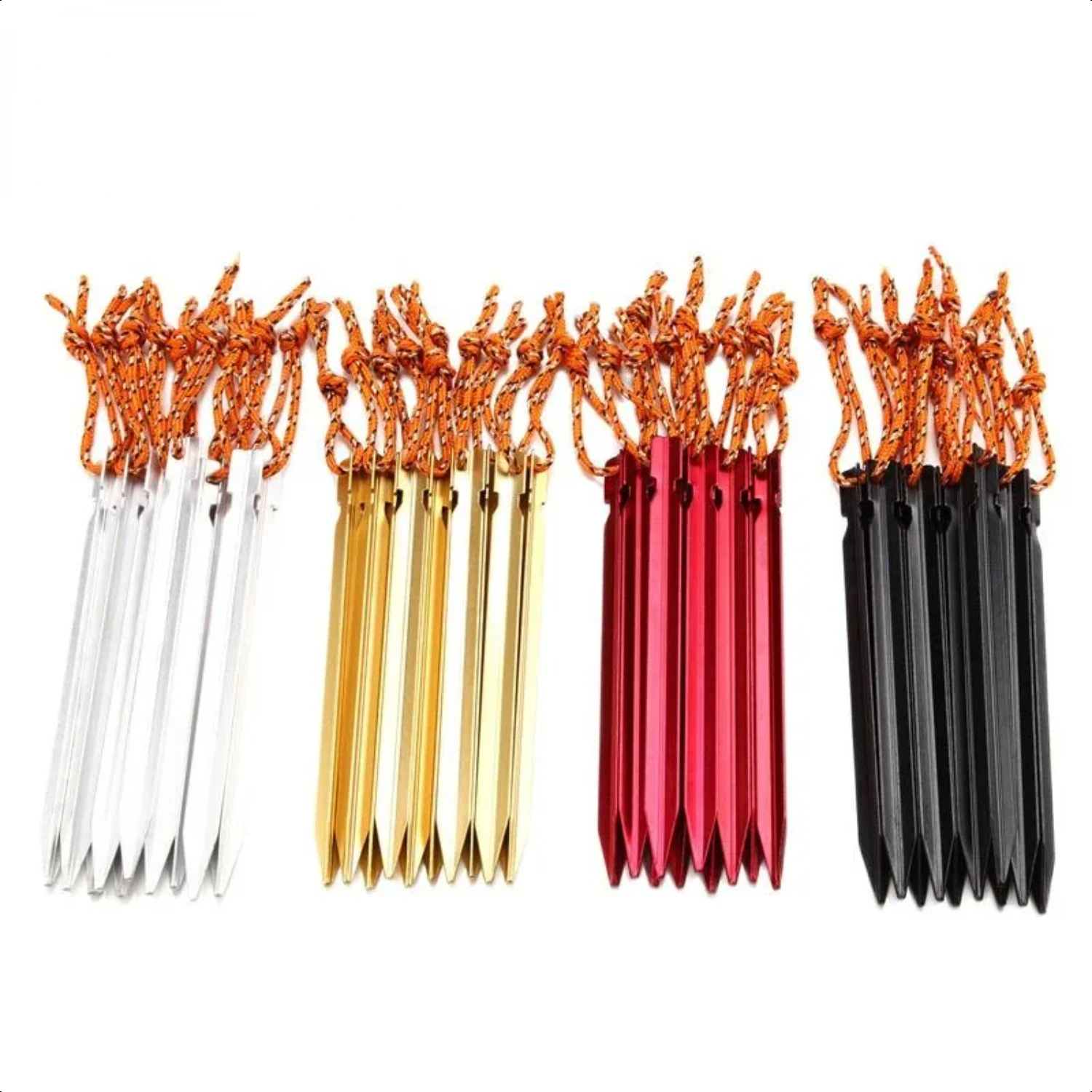 8pcs Aluminum Alloy Tent Pegs Nail with Rope Camping Hiking Equipment Outdoor Traveling Tent Accessories 18CM Camping gadgets