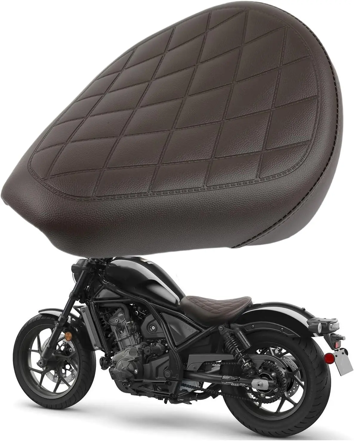 Motorcycle Rider Seat Front Pillion Pad Replacement Compatible With Honda REBEL CMX 300 500 2017-2025 (Brown-Front)