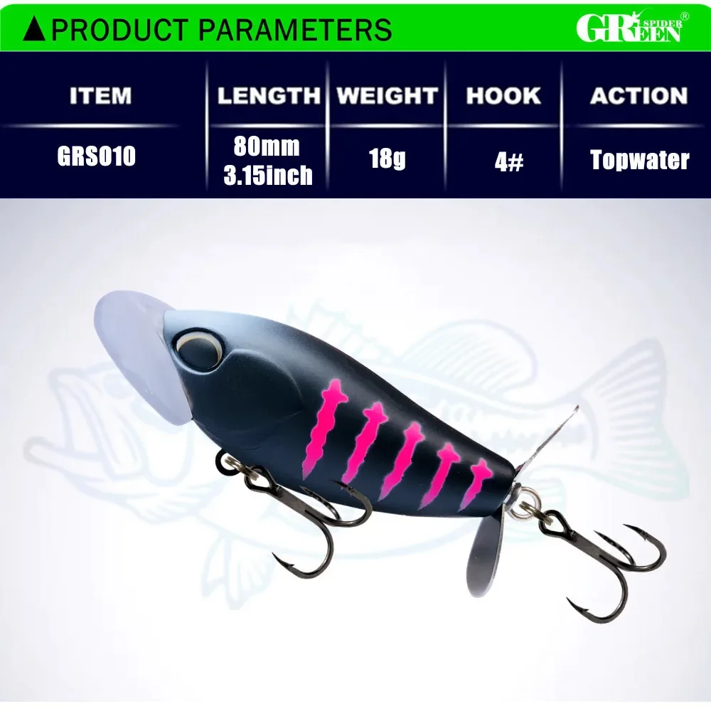 GREENSPIDER Whopper Popper – Popper de superficie con hélice - imagen 5