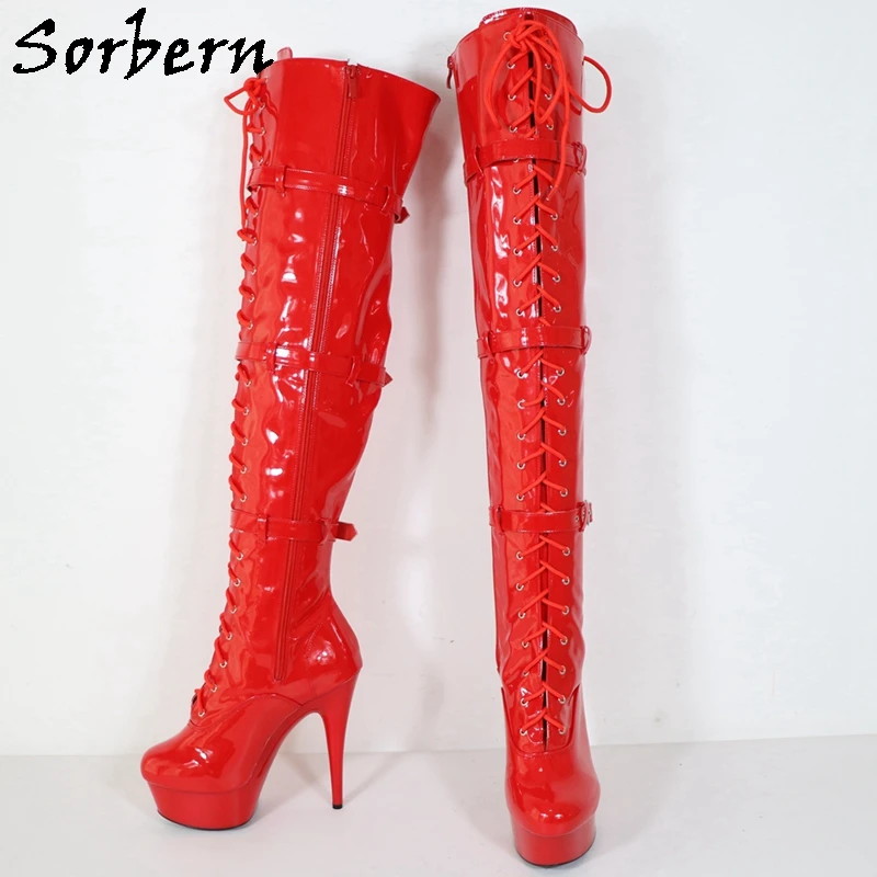 Sorbern Sexy Shiny Over The Knee Thigh High Boots For Womem Custom Leg Measurement Super High Heel 15Cm/17Cm/20Cm Long Lady Boot