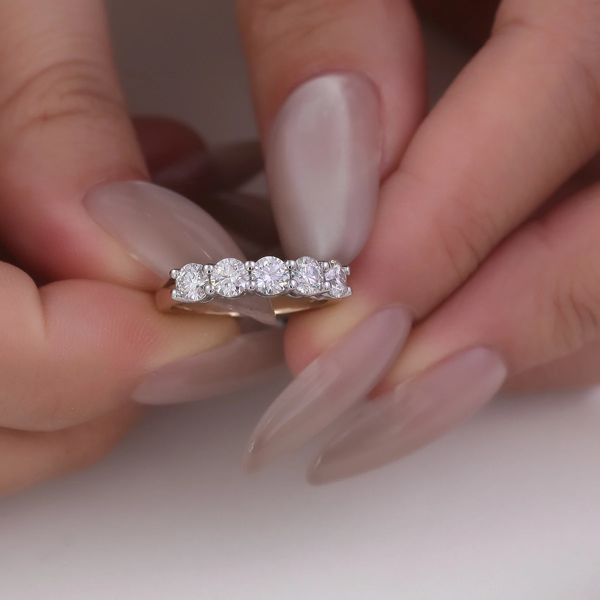 بروفانس خواتم الزفاف الفاخرة لونين الذهب الصلب DEF/VS مختبر الماس مجموعة الحد الأدنى فرقة الخطوبة شخصية مخصصة #4