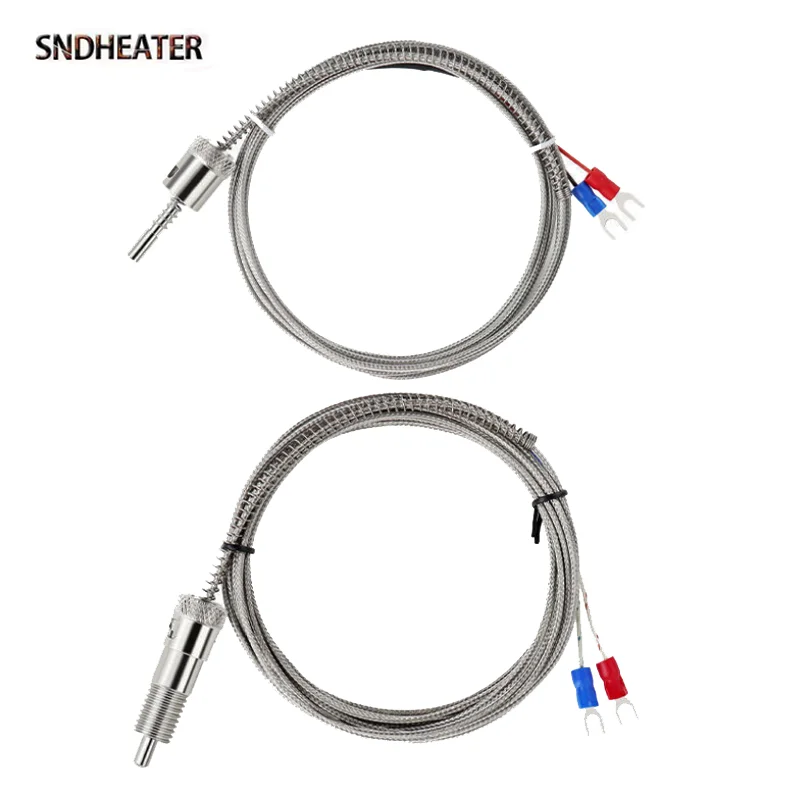 SNDHEATER Type K Temperature Sensor Thermocouple with M12 Thread Adapter Bayonet 1M/2M/3M/4M/5M Cable 2Wire with Spring Sheath