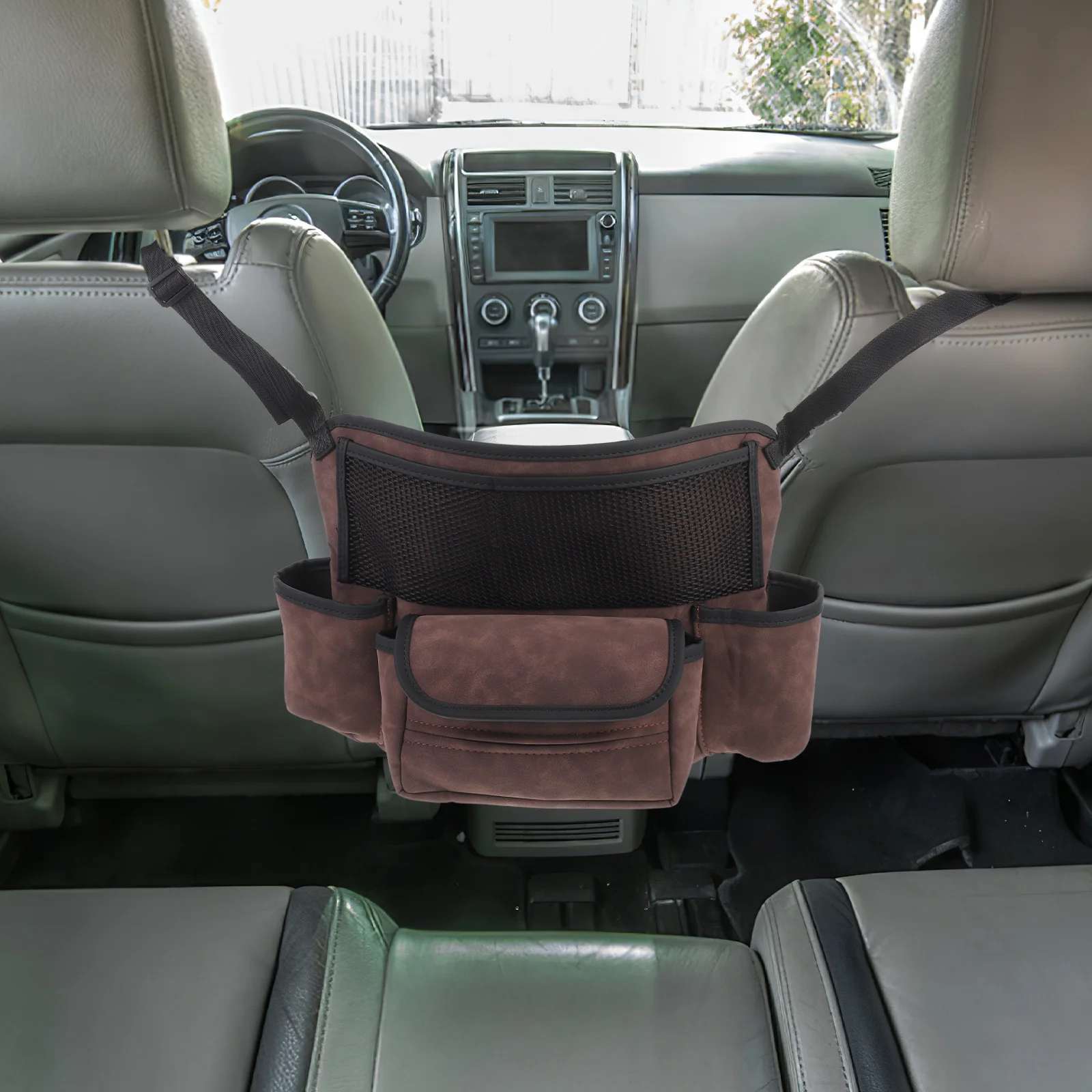 حقيبة تنظيم شبكية لتخزين السيارة، جيوب متعددة من البولي يوريثان، تصميم أنيق، سهل التركيب بين المقاعد، تحافظ على مرتبة السيارة #1