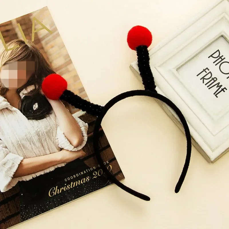 Adults Kids Plush Bee Ant Antennae Headband Black Yellow Ball Hairband  Birthday Party Cosplay Costume Christmas Halloween