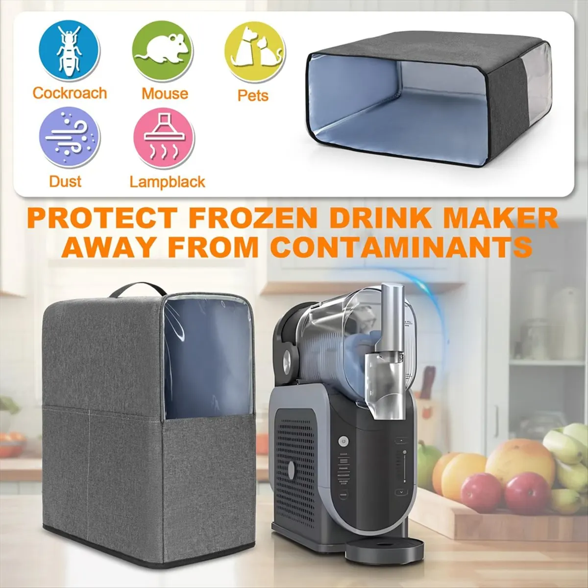 غطاء غبار الماكينة لصانع المشروبات Slushie FS301C/FS301، غطاء واقي مع نافذة وجيب مرئي