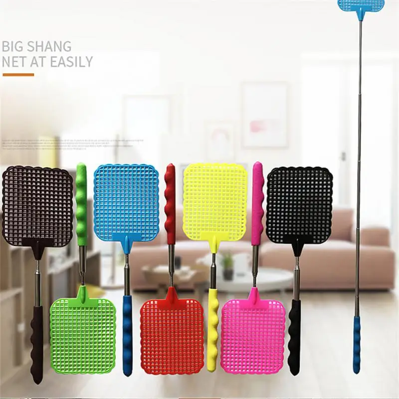 Fly Swatters Extendable Plastic Adjustable Home Long Handle Telescopic Wholesale Prevent Pest Mosquito Tool Flyswatter Creative