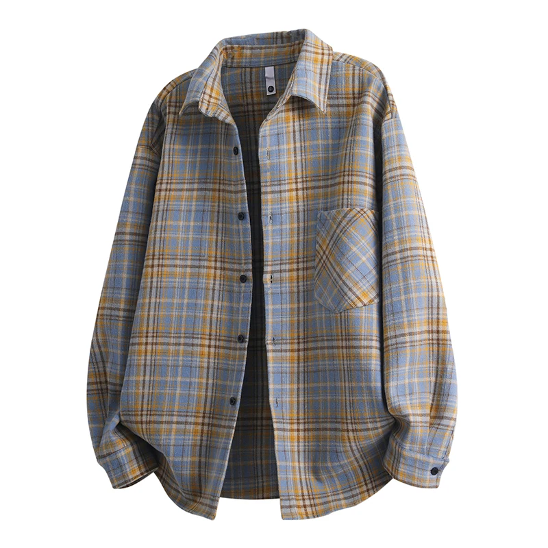 

NEW Business Casaul Shirt Men's Streetwear Plaid Long Sleeve Tops