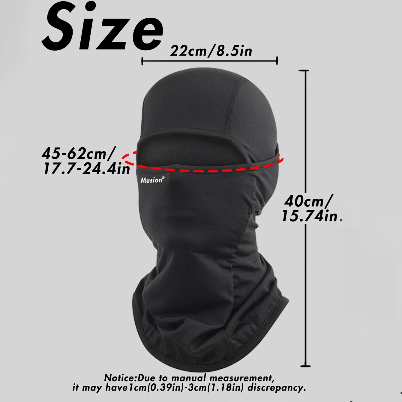 Musion Sturmhaube, Winter, warme Vollgesichtsmaske, winddicht, staubdicht, UV-Schutz, Unisex, schnell trocknend, wasserdicht und atmungsaktiv – Detail 2