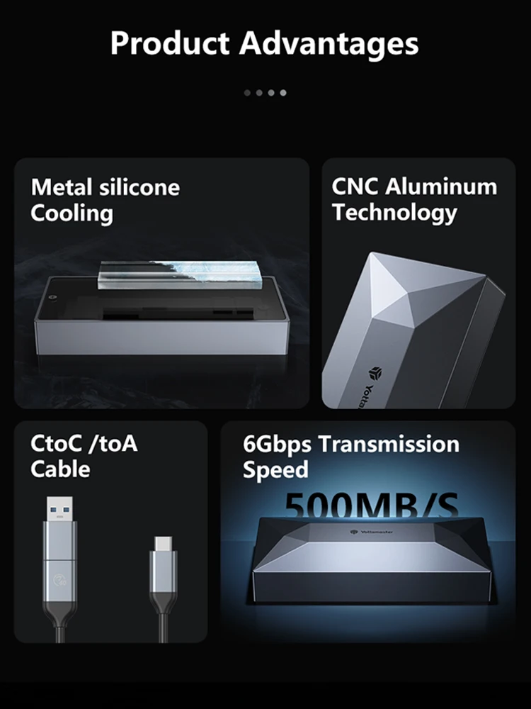 Yottamaster 10Gbps M.2 NVMe SSD Enclosure Dual Protocol NVMe to USB Adapter USB 3.1 Gen2 USB C External Case Box Aluminum Alloy