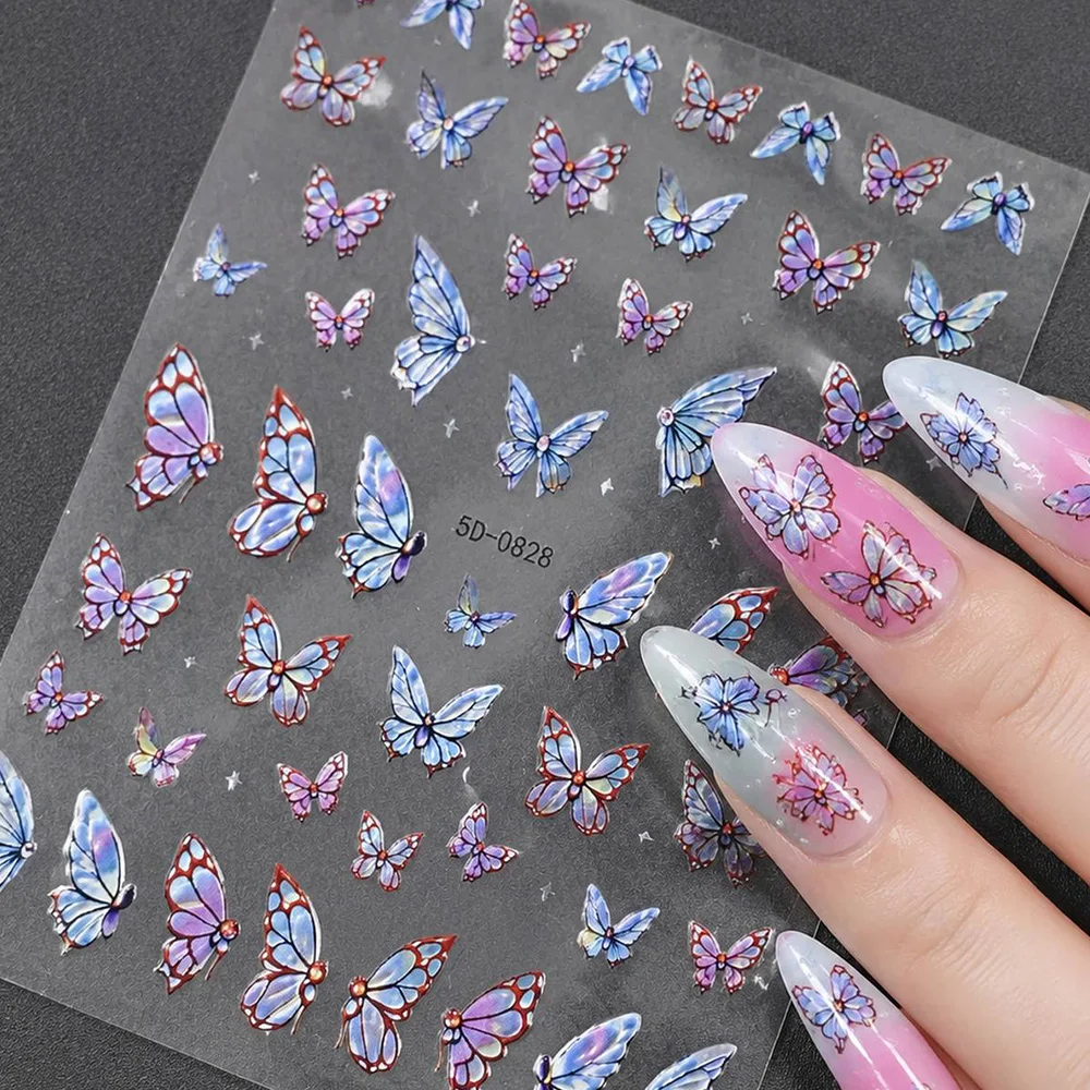 1 autocollant papillon pour ongles à application lisse, couleurs prismatiques, décalcomanie papillon pour ongles, motif papillon pour mariage, slider pour ongles