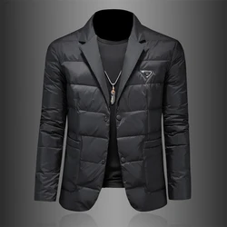 Top Grade Man Down Jacket 2023 Winter Men Business Casual Classic Suit Collar 90% white Duck Down Coat Keep Warm parkas