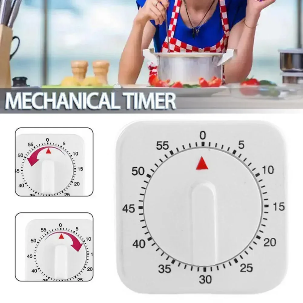 60 Minutes Mechanical Timer Kitchen Cooking  Timer Count Down Silent Alarm Reminder For Kitchen Classroom Homework Office Timer