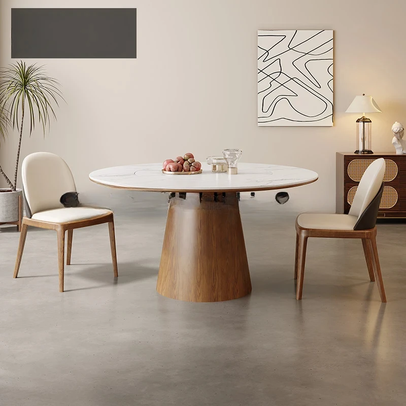 Dining Table White Tables Wood Rock Plate Round Turntable Dining Tables Simple Mesa Comedor Restaurant Furniture