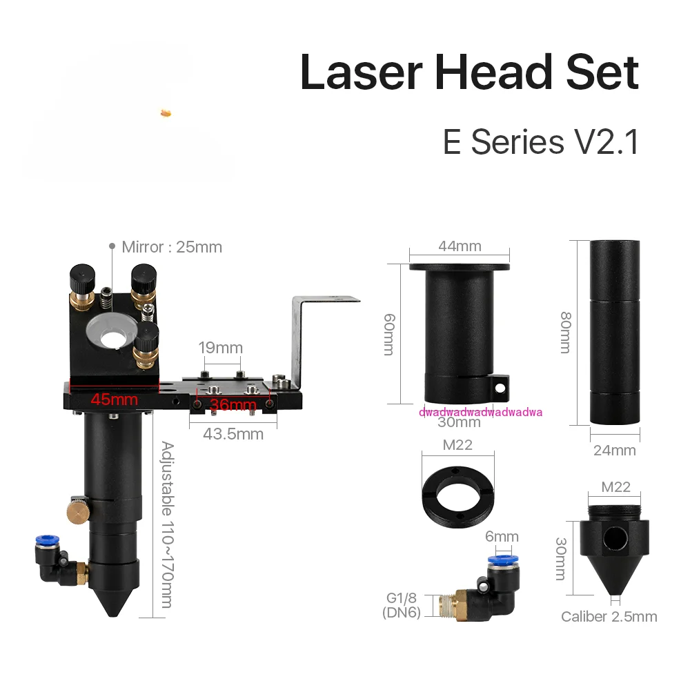 Cloudray E Series: CO2 Laser Head Set + 1 Pcs Focusing Lens + 3 Pcs Si / Mo Mirrors for Engraver Cutting Machine Parts