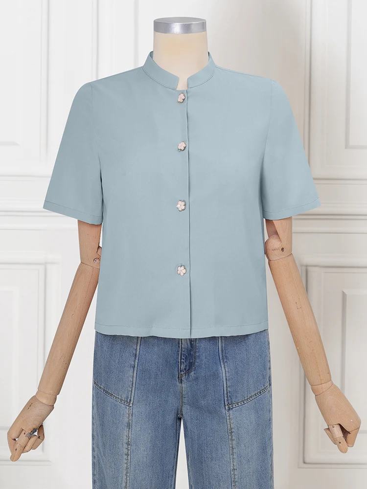 

Office Work Shirts Women Short Sleeve Tunic Casual Buttons Tops Summer 2025 ZANZEA Fashion Solid Color Female Blusas Oversized