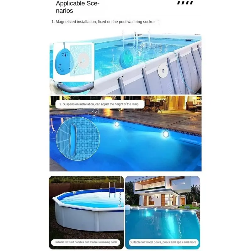 ABWZ-RGB 10W LED Submersible Lamp Underwater Light With Remote Control Color Changing 12V Waterproof Pool Light EU Plug