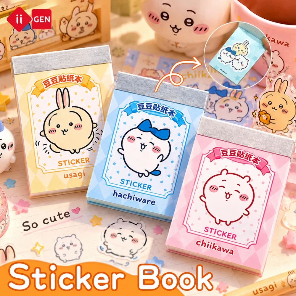 Genuine Chiikawa Deco Sticker Book 50 Sheets Cute Hachiware Usagi Stickers for Planner Diary Notebook Stationery Birthday Gifts