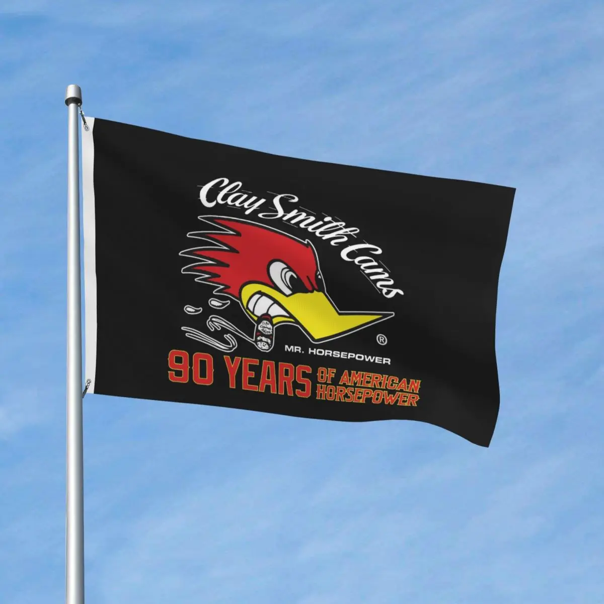 Clay Smith Cams Speed Shop Mr.Horsepower Flags Durable Outdoor Banner 2 Grommets Home Room Dorm Wall Decor