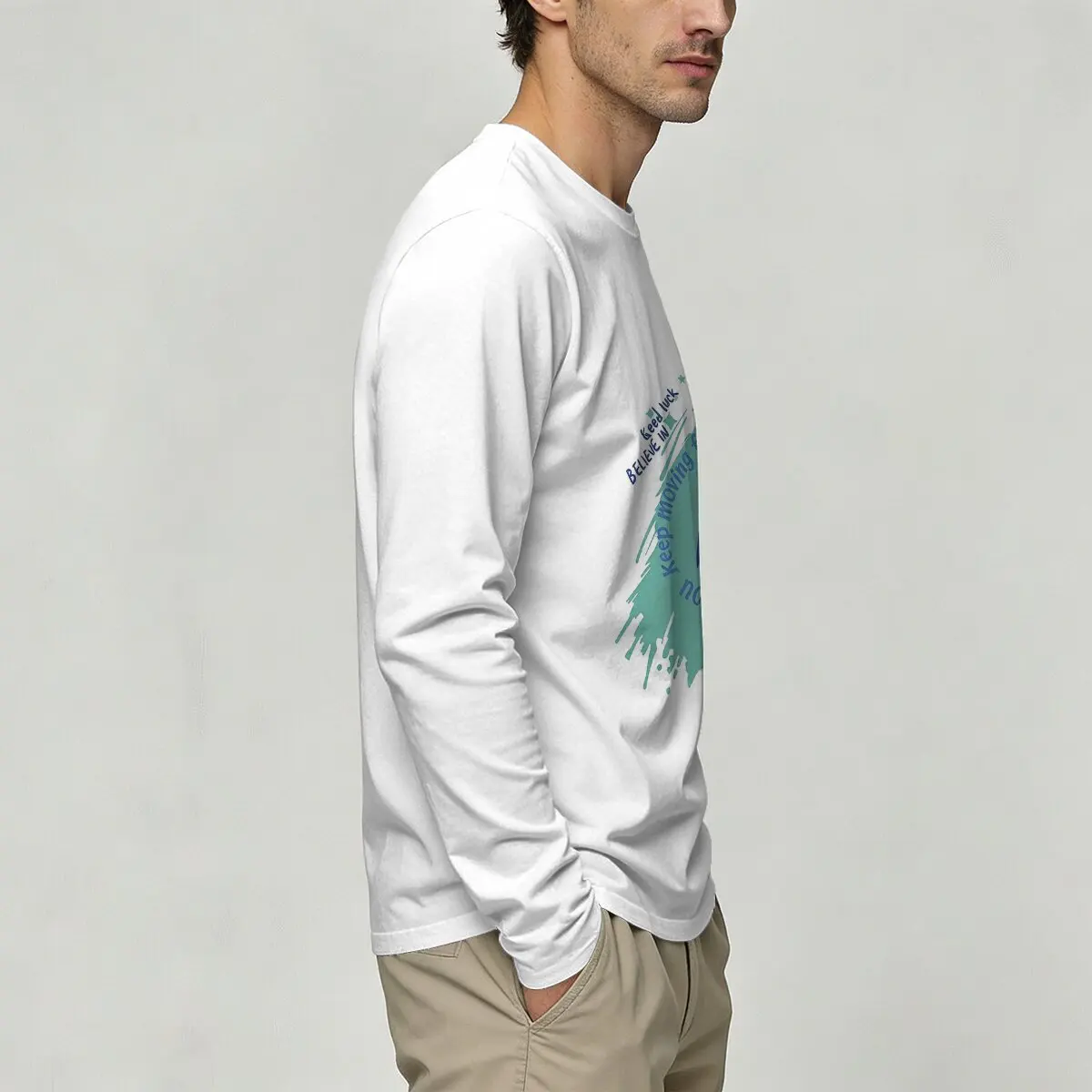 Men's Autumn & Winter Inner Wear Printed Long-Sleeve T-shirt with Creative Letter Design,Ideal for Streetwear and Casual Outings