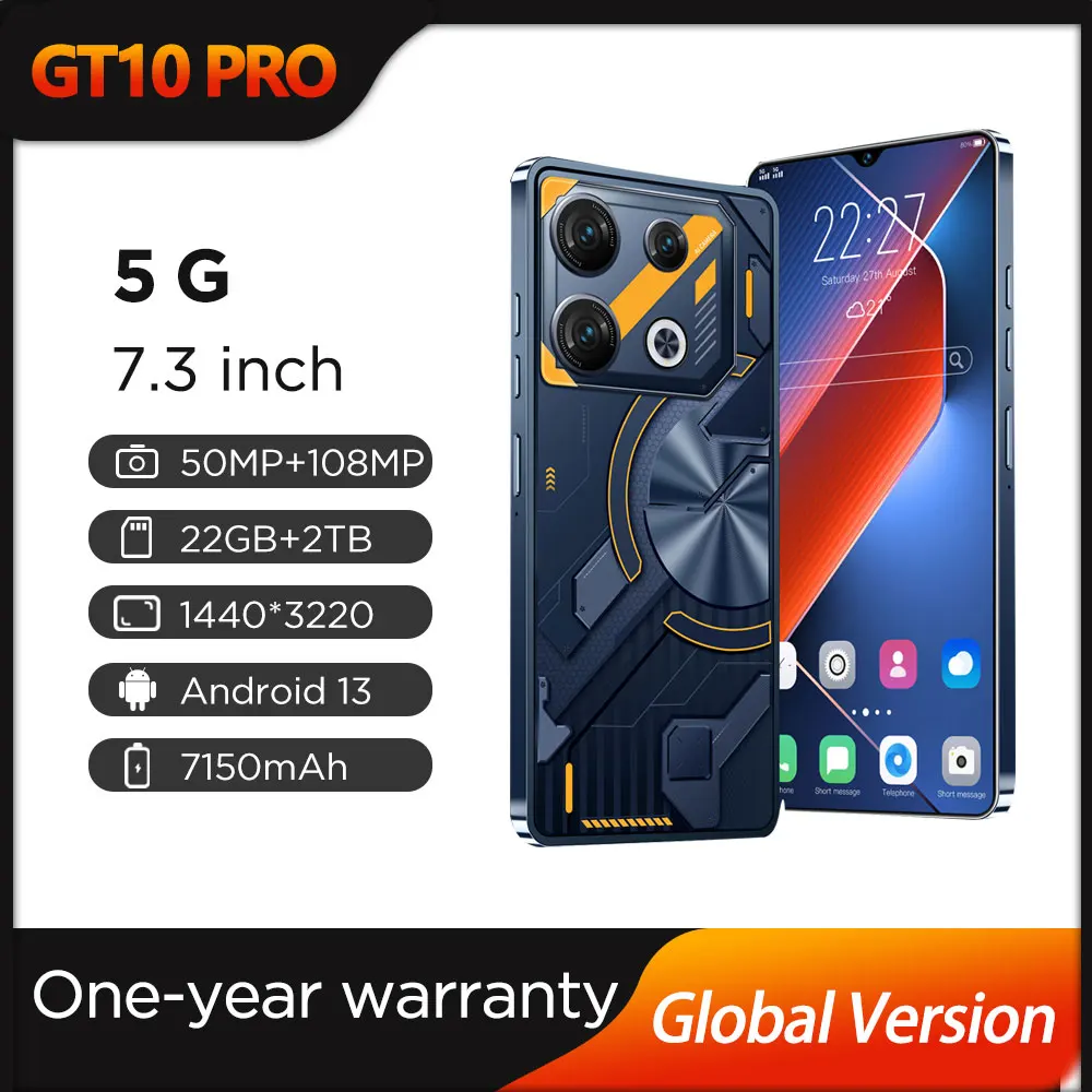 

Original GT10 Pro Smartphone 7.3inch Global Version 512G2TB Snapdragon8 gen2 Android13 72+108MP 4G/5G Cellphone Mobile Phone