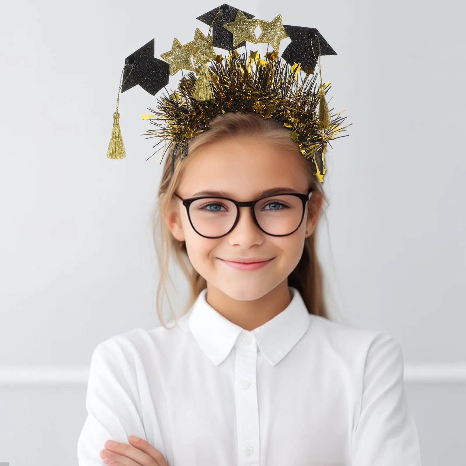 Grad อุปกรณ์เสริมผมหมวกหมอ Headdress Graduation ตกแต่งพู่ Hairband แถบคาดศีรษะ