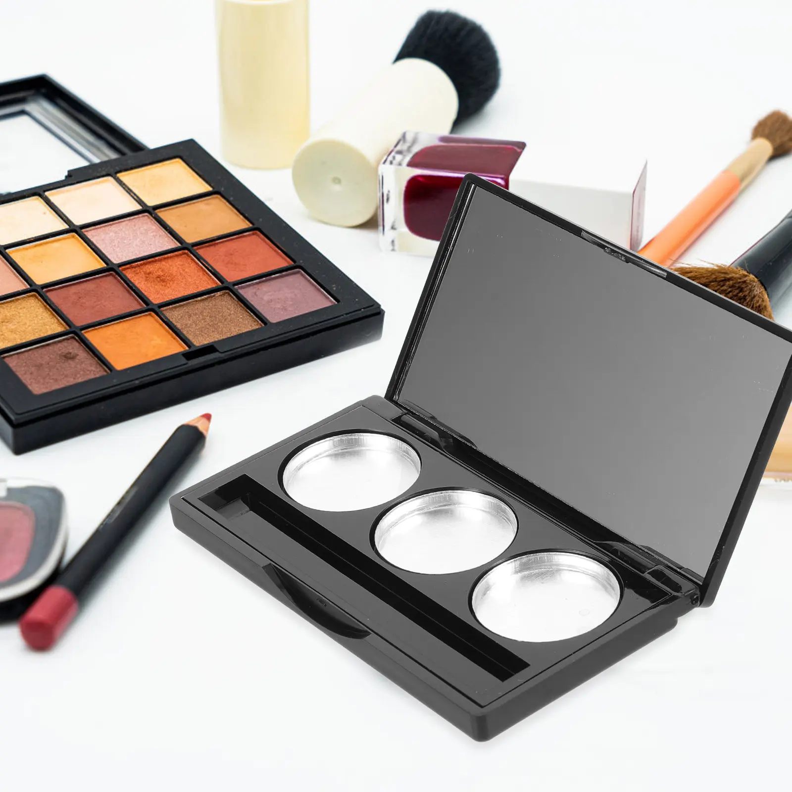 1Set Eyeshadow Palette Empty Sturdy Portable Makeup Container Mirror DIY Blush Lipstick Eyebrow Powder Travel Compact Palettes
