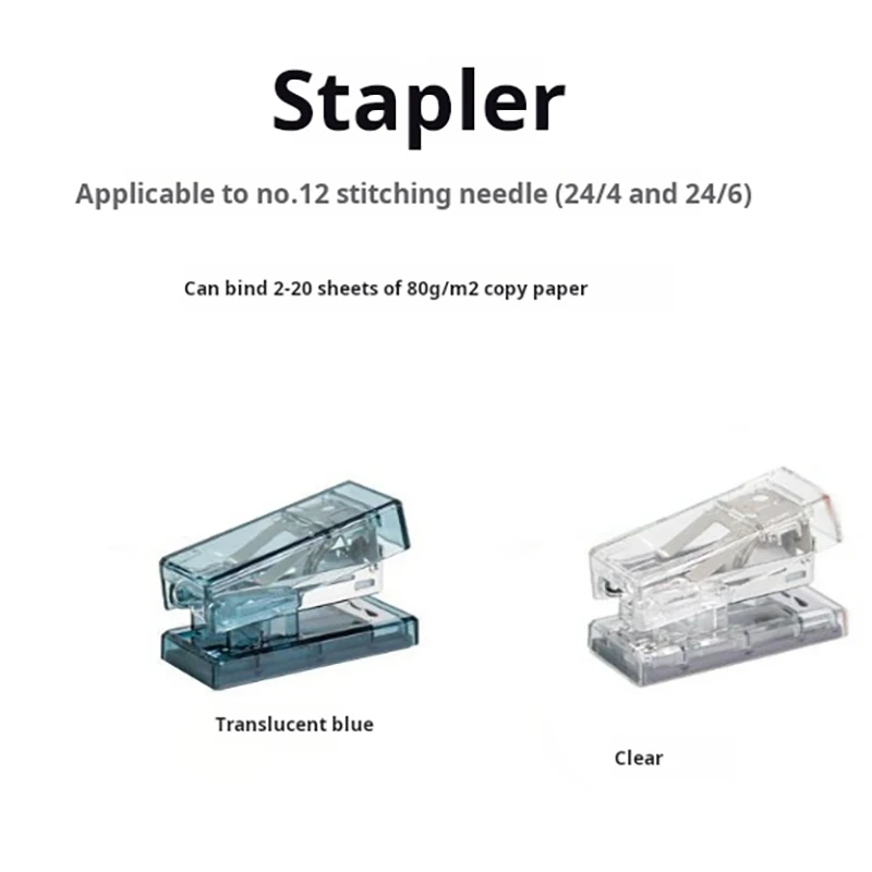 Stapler Mini Meja (tanpa Staples), Stapler Kecil untuk Bepergian Guru Desktop Kelas
