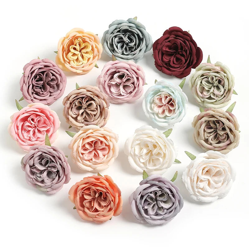 

1/2/5Pcs Silk Retro Rose Heads Artificial Flower Decor Wedding Bridal Hairdress Home Party Decoration Fake Flower Wall Accessory