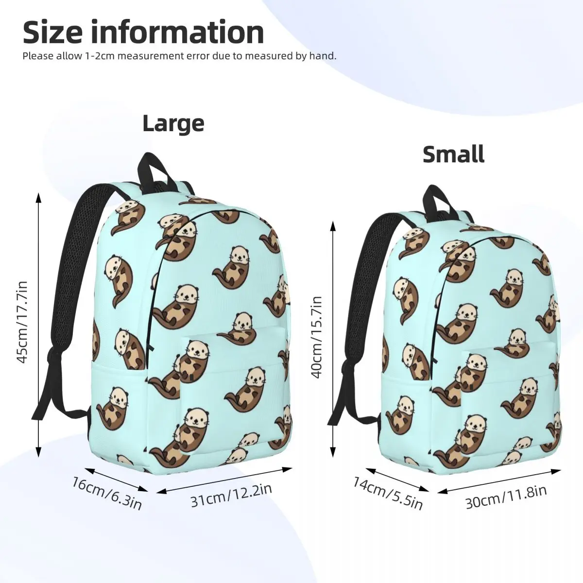 Kawaii Sea Otters Cute Animal Backpack for Men Women Fashion Student Hiking Travel Daypack College Shoulder Bag Outdoor