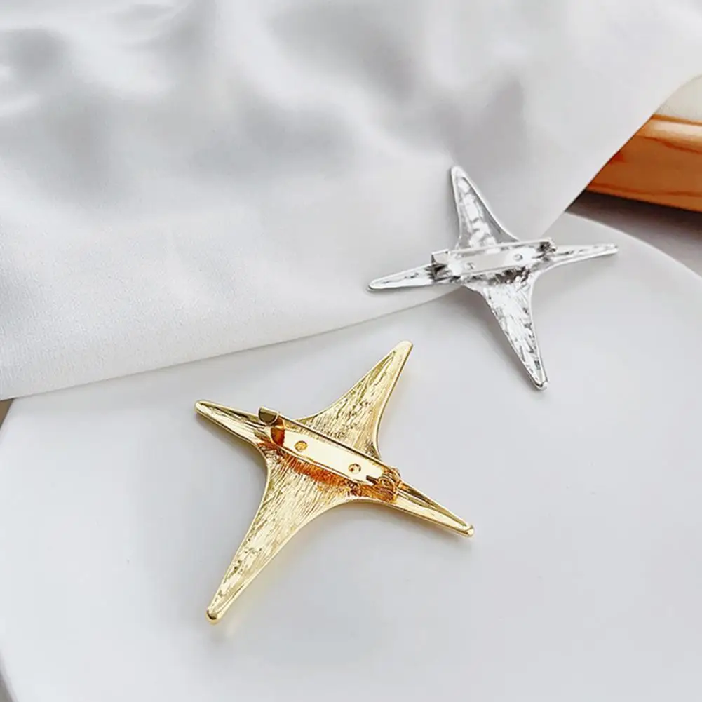 Luxury Metal Star Brooch Elegant Golden Silver Color Clothing Accessories Women Business Suit Lapel Pin