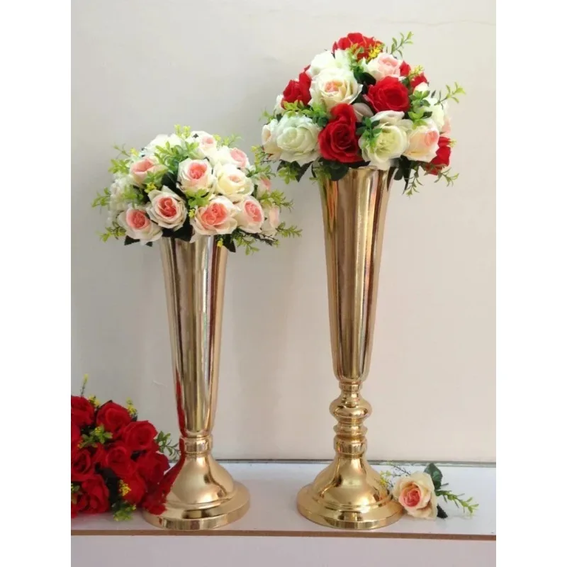 

Electroplated Light Luxury Metal Vase Home and Living Room Decoration Flower Ware Golden Iron Tabletop Flower Arrangement Rack