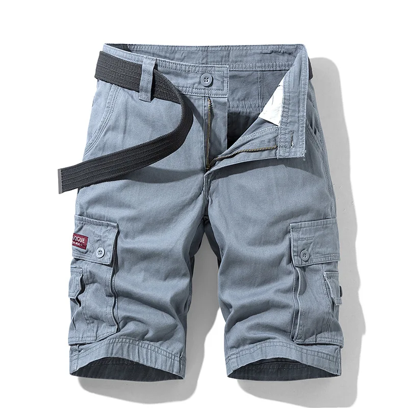 2026 Summer New Fashion Men's Solid Color Casual Trendy Loose Straight Wide Leg Sports Cargo Shorts Male Multi Pocket Clothes