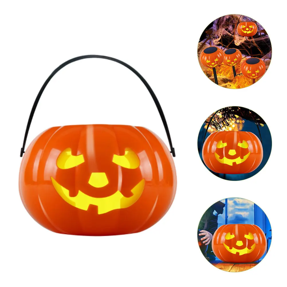Solar Pumpkin Lantern Hanging Hook Detachable Ground Stake Halloween Outdoor Yard Lights Waterproof Solar Lights