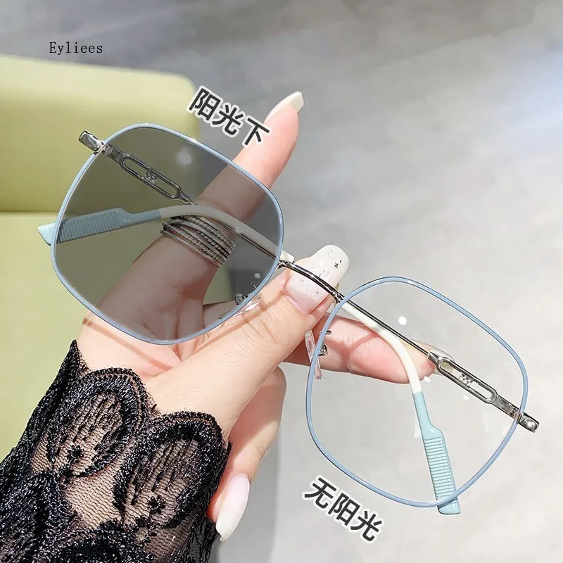 Photochromic Myopia Glasses Women Men Large Frame Eyewear Optical Lenses for Women EyeGlasses 0 To -4.0 Anti Blue Light Gafas