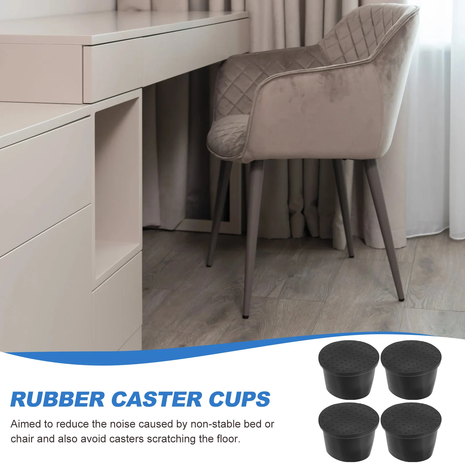 

4 pcs Round Rubber Caster Cups For Furniture Chair Bed Wheel Stopper Anti-Skid Floor Protector Heavy Duty Furniture Leg Caps