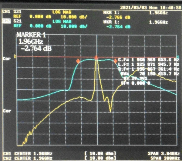 1960MHz UMTS/PCS special ceramic dielectric bandpass filter, passband 1930-1990MHz