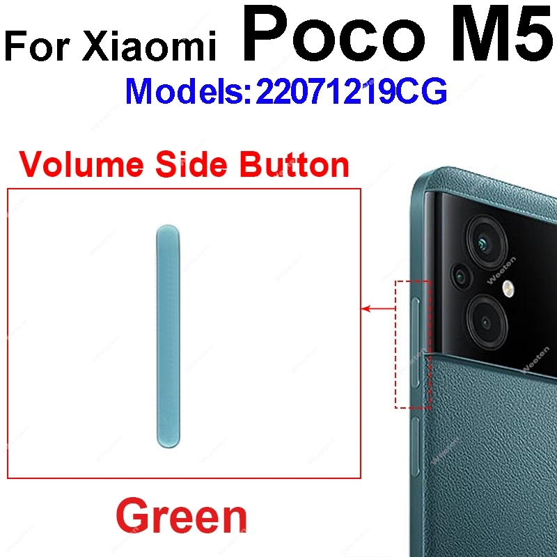 Power Volume Buttons For Xiaomi Poco M5 M5s F5 Pro On Off Power Volume Audio Switch Small Side Keys Repair Parts