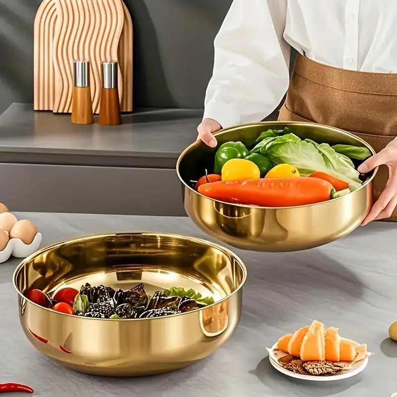 New Stainless Steel Mixing Bowl With Lid Heavy Duty Rustproof For Baking, Pasta & Salad Commercial Dishwasher Safe Kitchen Tool