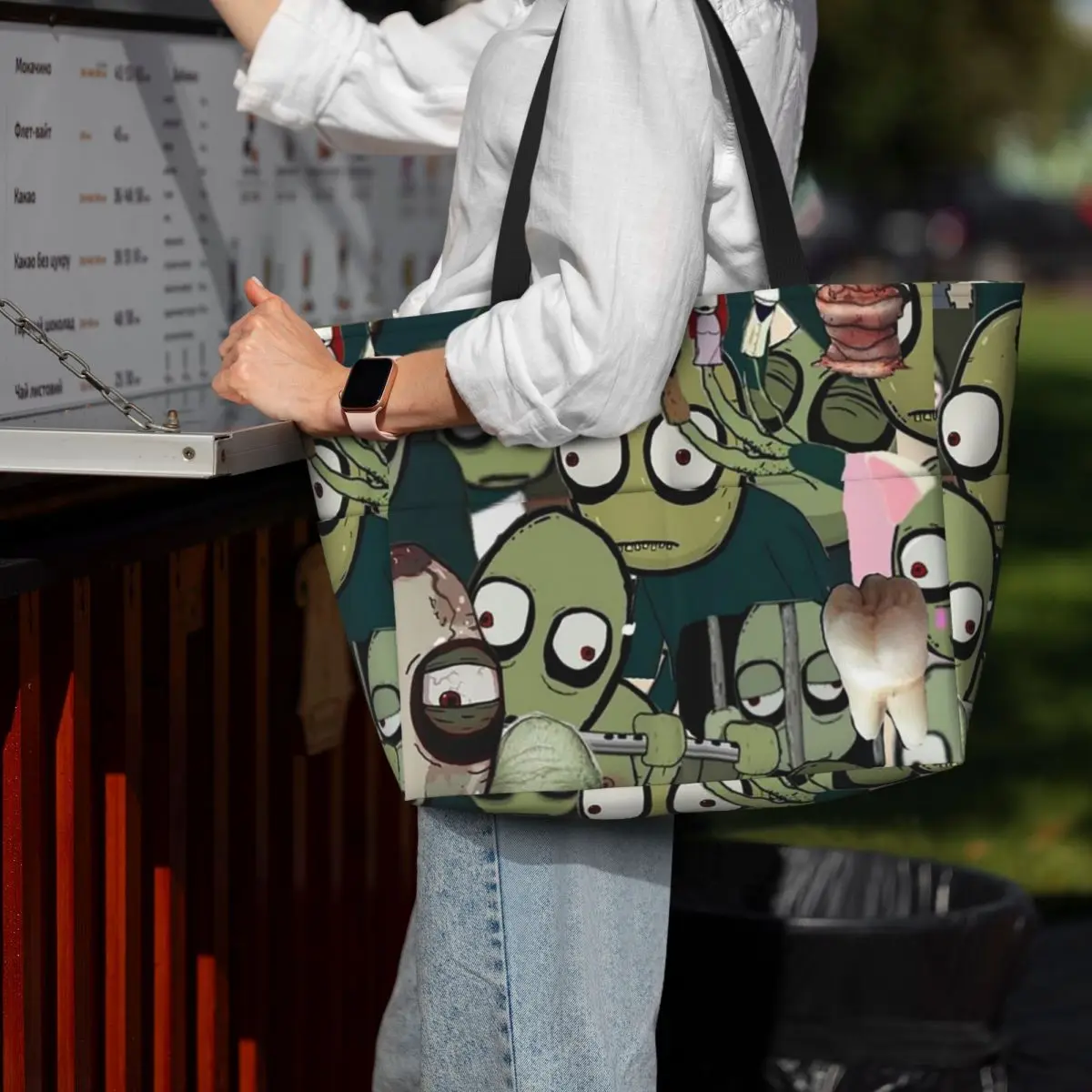 David Firth Salad Fingers Y2K Horror Cartoon Graphic Beach Tote Bag Large Tote Bag Women Travel Bag Fitness bag