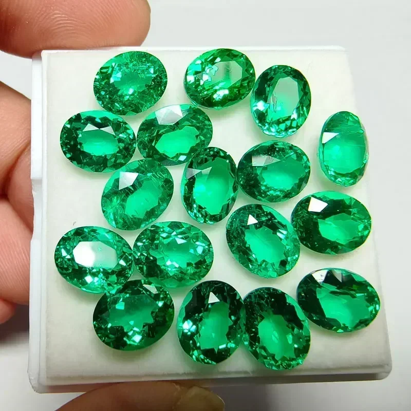 

Oval Shape Lab Grown Columbia Emerald Green Charms DIY Ring Necklace Earrings Main Materials with Certificate Wholesale