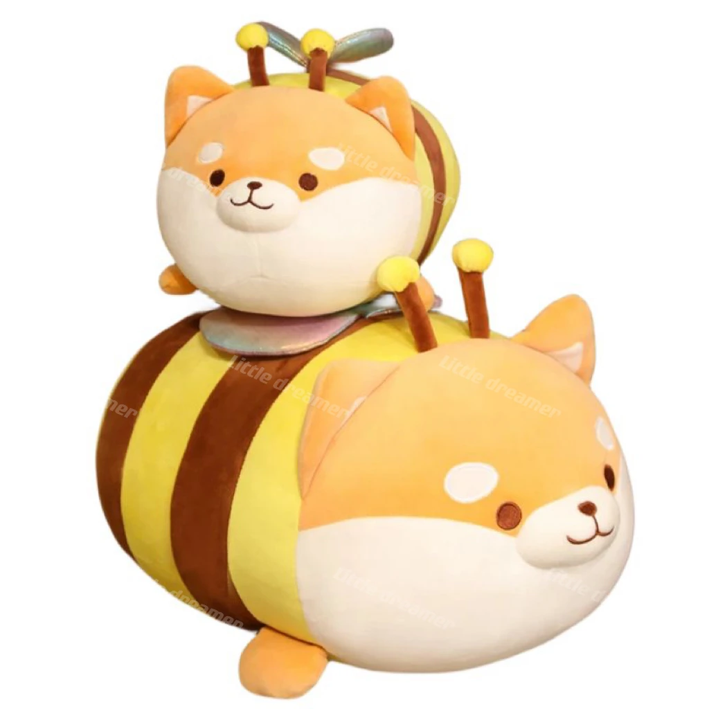 

40/60/80cm Creative Bee Dog Pet Plush Toy Stuffed Soft Shiba Inu Bee Doll Throw Pillow Cushion Dog Toys Birthday Christmas Gift